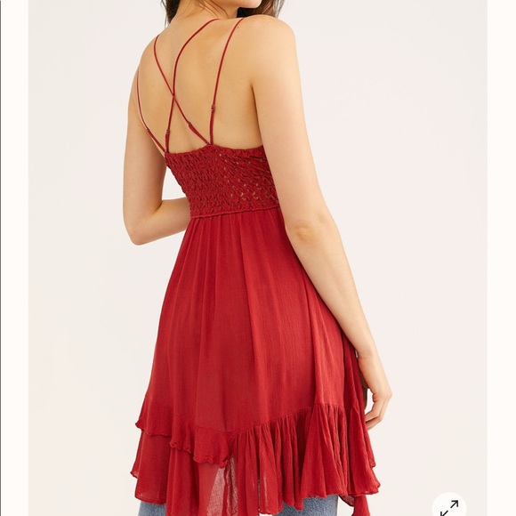 FREE PEOPLE Adella Lace Mini Dress Dark Cherry - Picture 4 of 14